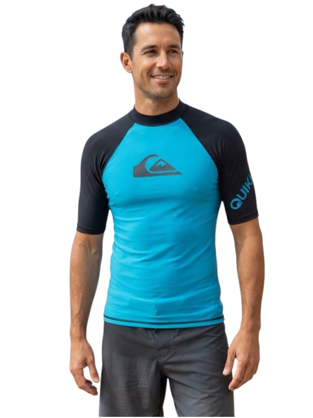 QUIKSILVER Gorpcore Athleisure All Time Rash Guard Cap Sleeves Blue Mens XS - Picture 2 of 13